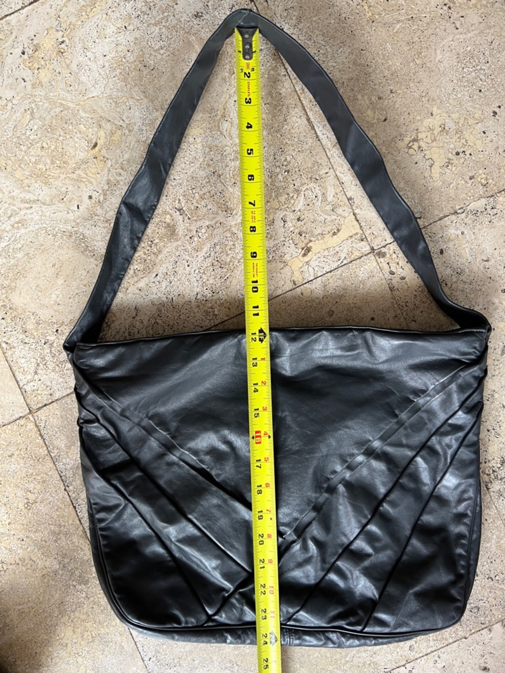 VTG Margolin Charcoal Gray Leather Laptop Tote Shoulder Bag Folded Pleat Detail - Picture 13 of 15
